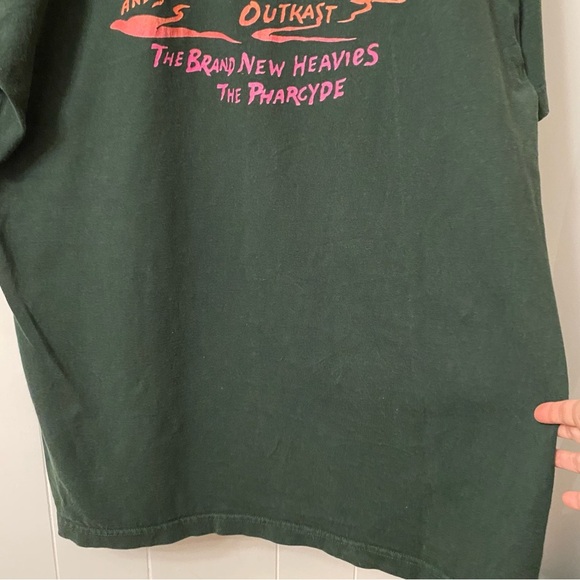 Vintage 1997 Smokin Grooves Band Tee Cypress Hill OutKast Concert Green Tour 97 - Picture 2 of 13